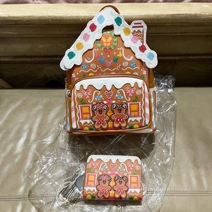 Loungefly Disney Gingerbread House Backpack Wallet New